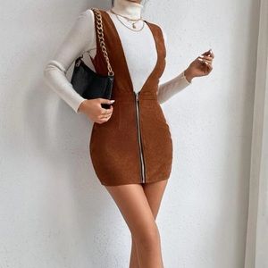 Front Zip Corduroy Dress